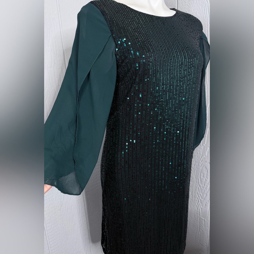 Grace Karin Elegant Green Sequin Long Sleeve Dress - Picture 2 of 6